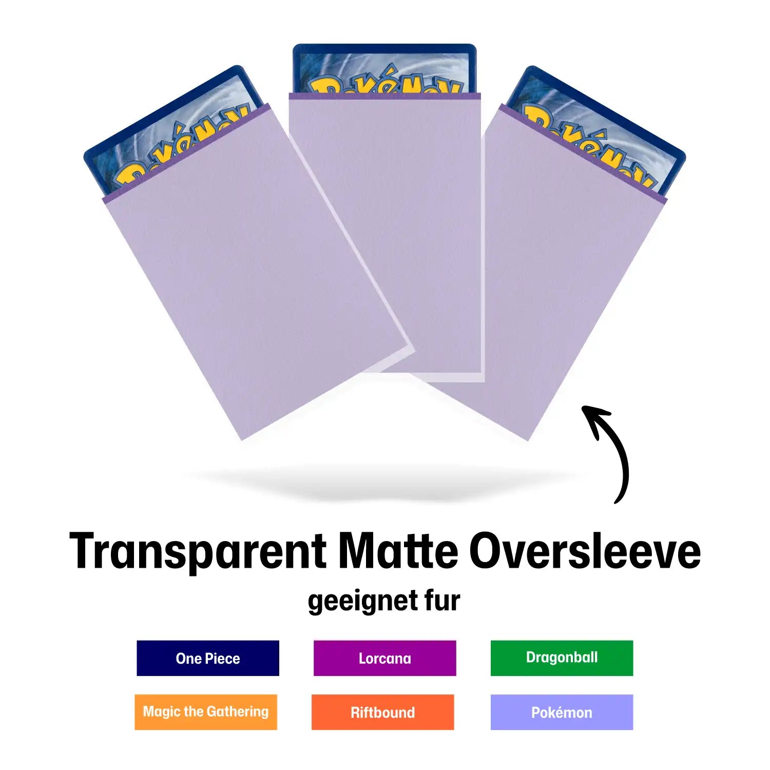 Kratzfeste transparente Oversleeves aus extra klarem Polypropylen für Sammelkarten im Standard Format 63x88mm