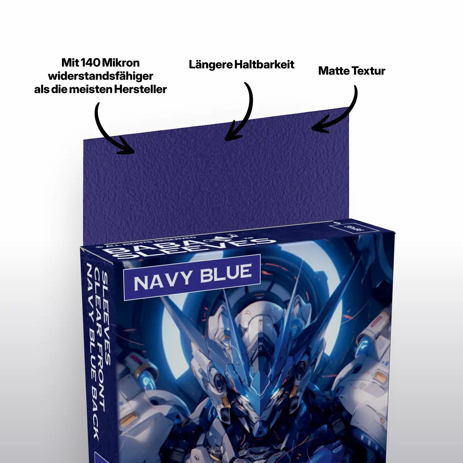 Nahaufnahme marineblaue Kartenhülle Japanese Size Navy Blue zeigt glatte matte Oberfläche