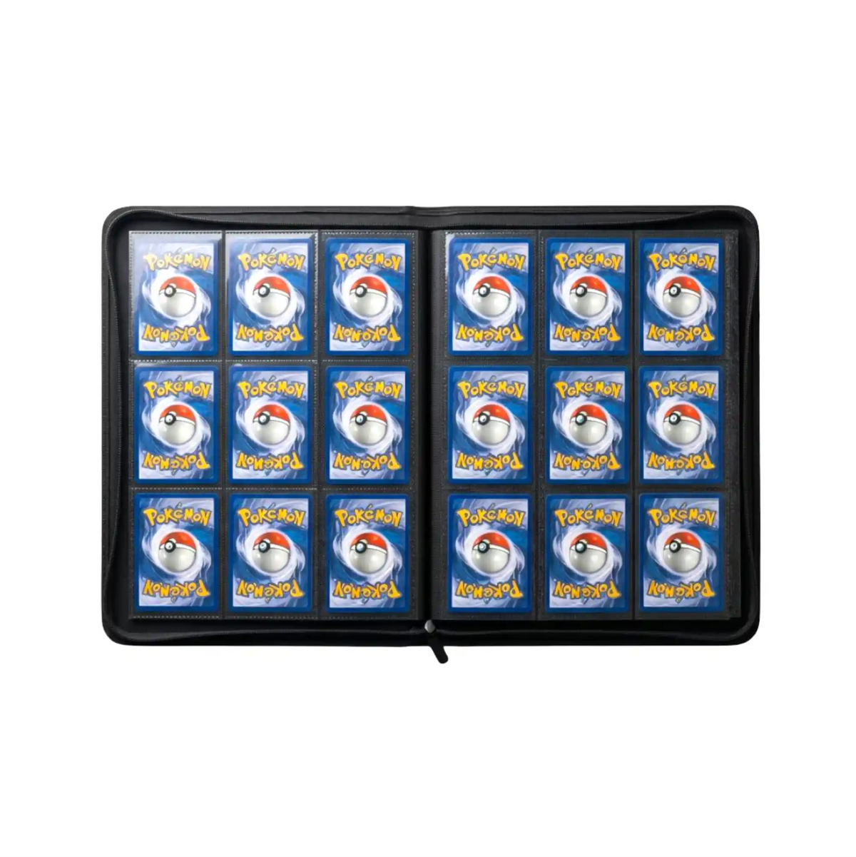 Offener Sammelkarten Binder schwarz mit pokemon karten drin groß mit 360 Karten Kapazität, ideal für Sammler die ihre besten Karten präsentieren wollen