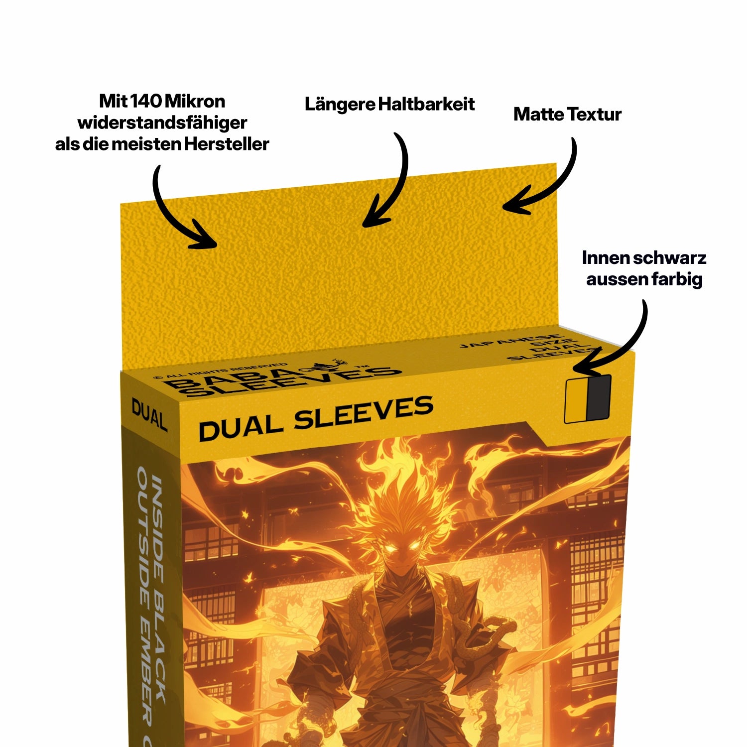 Orangene Yu-Gi-Oh! Dual Sleeves japanische Größe – 100% blickdicht, innen schwarz, Premium TCG Kartenhüllen für Turnierspieler