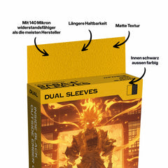 Orangene Yu-Gi-Oh! Dual Sleeves japanische Größe – 100% blickdicht, innen schwarz, Premium TCG Kartenhüllen für Turnierspieler