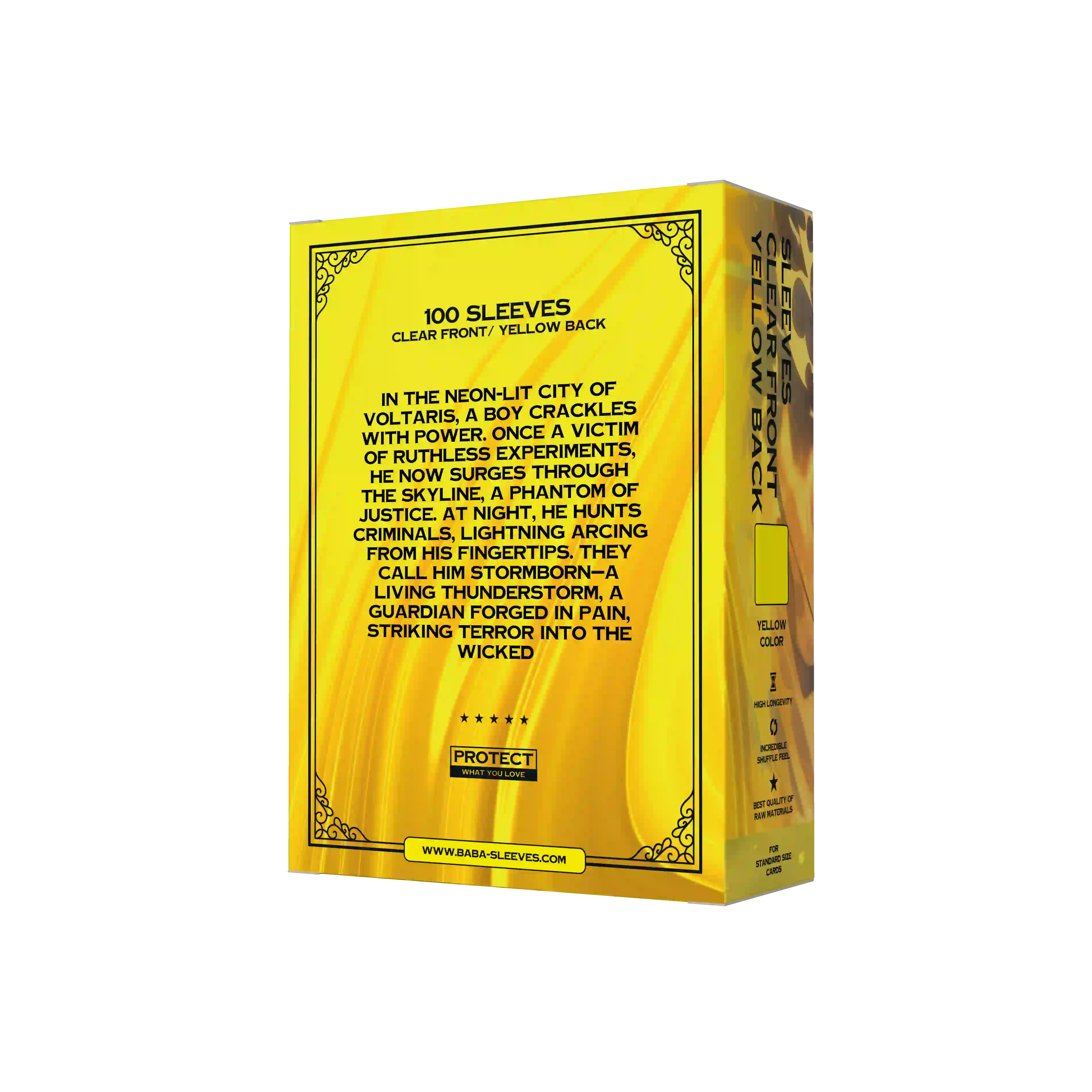 Rückseite gelbe Kartenhüllen Verpackung, blickdichte Standard Size Sleeves 100 Stück für Sammelkartenspiele wie Magic the Gathering und Pokémon
