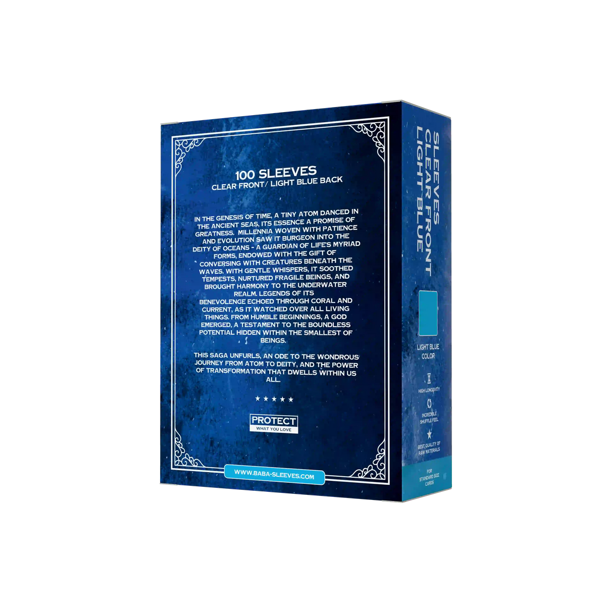 Rückseite hell blaue light blue Kartenhüllen Verpackung, blickdichte Standard Size Sleeves 100 Stück für Sammelkartenspiele wie Magic the Gathering und Pokémon