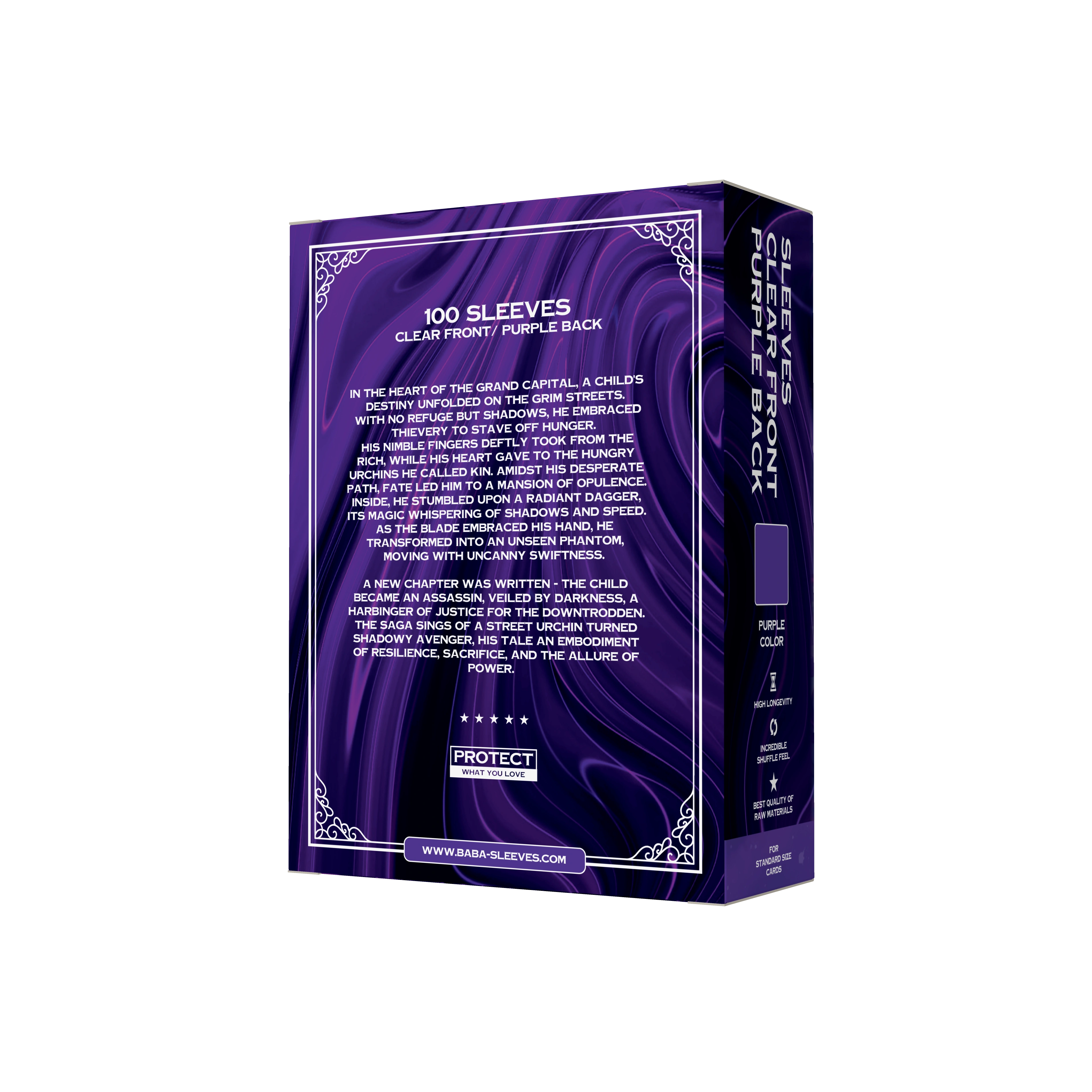 Rückseite lilane Kartenhüllen Verpackung, blickdichte Standard Size Sleeves 100 Stück für Sammelkartenspiele wie Magic the Gathering und Pokémon
