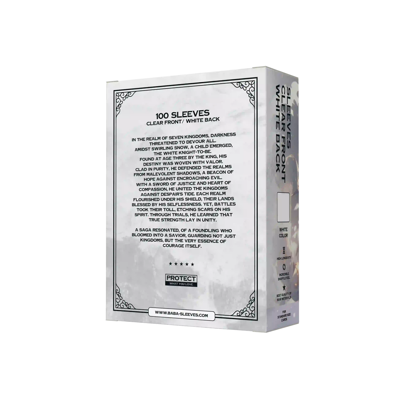 Rückseite weisse Kartenhüllen Verpackung, blickdichte Standard Size Sleeves 100 Stück für Sammelkartenspiele wie Magic the Gathering und Pokémon