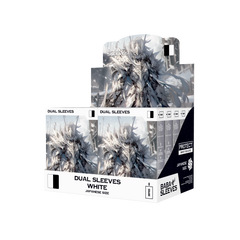 Regal-Display mit Yu-Gi-Oh! Dual Sleeves Weiß – 10 Packungen Japanese Size, matte, turniersichere Kartenhüllen für TCG Spieler
