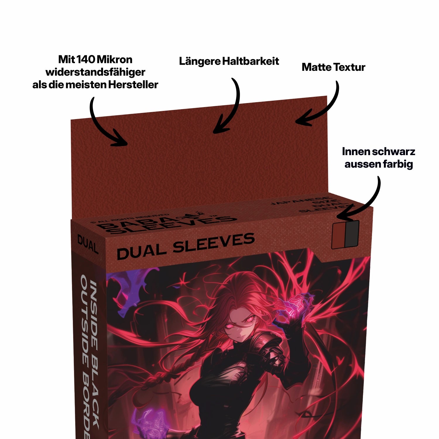 Rote Bordeaux Yu-Gi-Oh! Dual Sleeves japanische Größe – 100% blickdicht, innen schwarz, Premium TCG Kartenhüllen für Turnierspieler