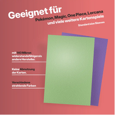 Sammelkartenhüllen Standard Size 66x91mm 100 Stück, Card Sleeves für Pokémon, Magic the Gathering, One Piece TCG, Lorcana 