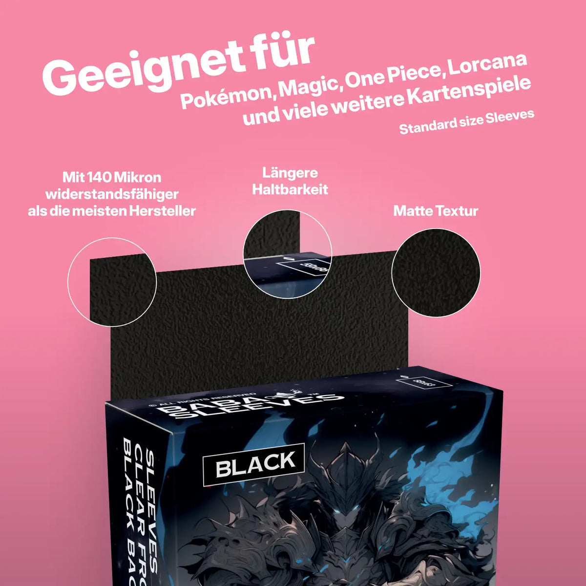 Sammelkartenhüllen Standard Size 66x91mm 100 Stück, Card Sleeves für Pokémon, Magic the Gathering, One Piece TCG, Lorcana und alle Kartenspiele