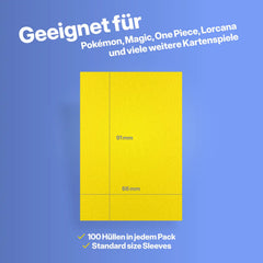 Sammelkartenhüllen Standard Size 66x91mm 100 Stück mehr schutz mit stabilen  Card Sleeves für Pokémon, Magic the Gathering, One Piece TCG, Lorcana und alle Kartenspiele