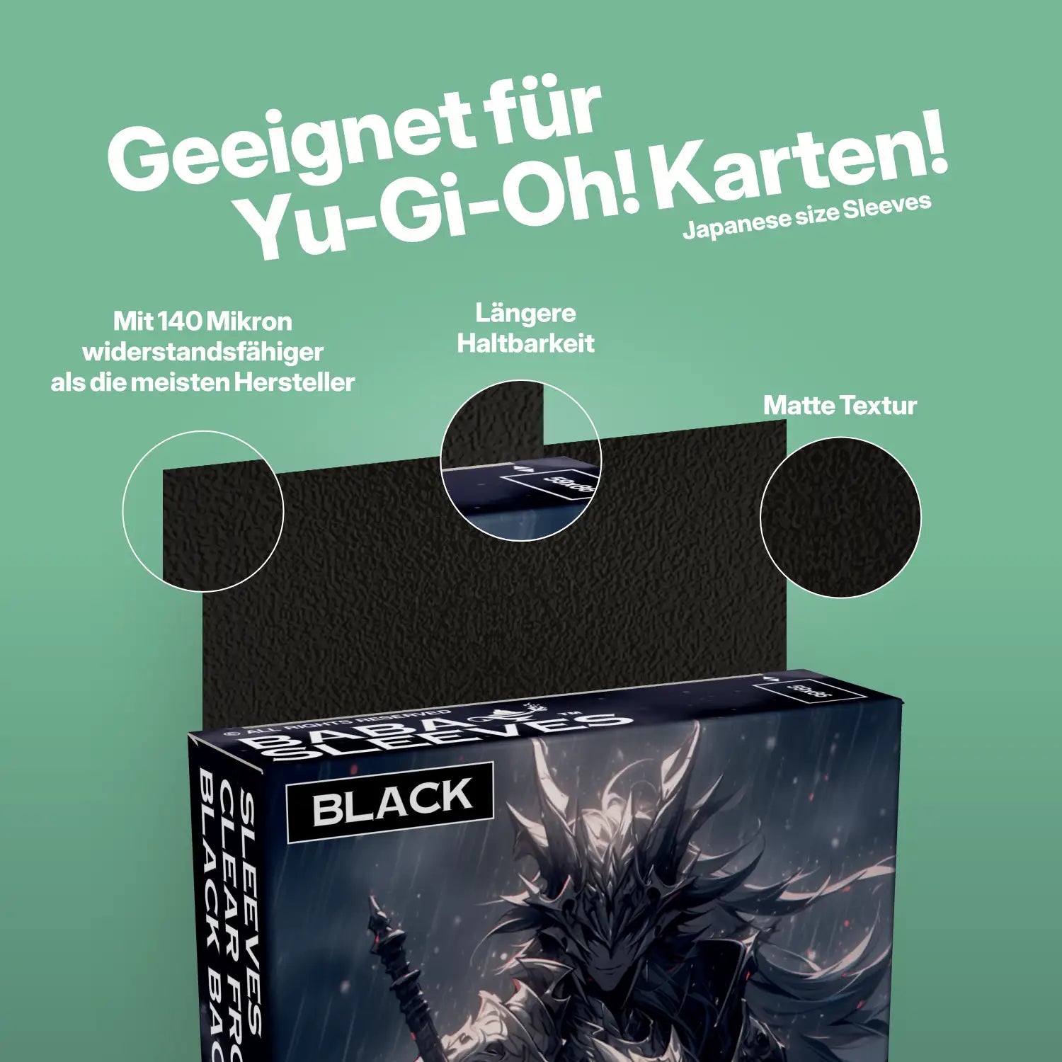 Schwarze black  Kartenhüllen Sleeves geeignet für Yu-Gi-Oh Sammelkarten Japanese Size 