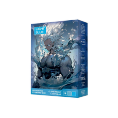 Seitenansicht hell blaue light blue Kartenhüllen Verpackung 100er Pack, Standard Size Deck Sleeves 66x91mm für Pokémon TCG, One Piece, Flesh and Blood