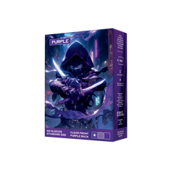 Seitenansicht lilane Kartenhüllen Verpackung 100er Pack, Standard Size Deck Sleeves 66x91mm für Pokémon TCG, One Piece, Flesh and Blood