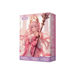 Seitenansicht pinke Kartenhüllen Verpackung 100er Pack, Standard Size Deck Sleeves 66x91mm für Pokémon TCG, One Piece, Flesh and Blood