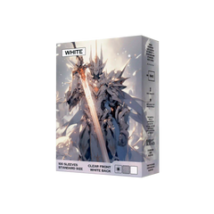 Seitenansicht weisse Kartenhüllen Verpackung 100er Pack, Standard Size Deck Sleeves 66x91mm für Pokémon TCG, One Piece, Flesh and Blood