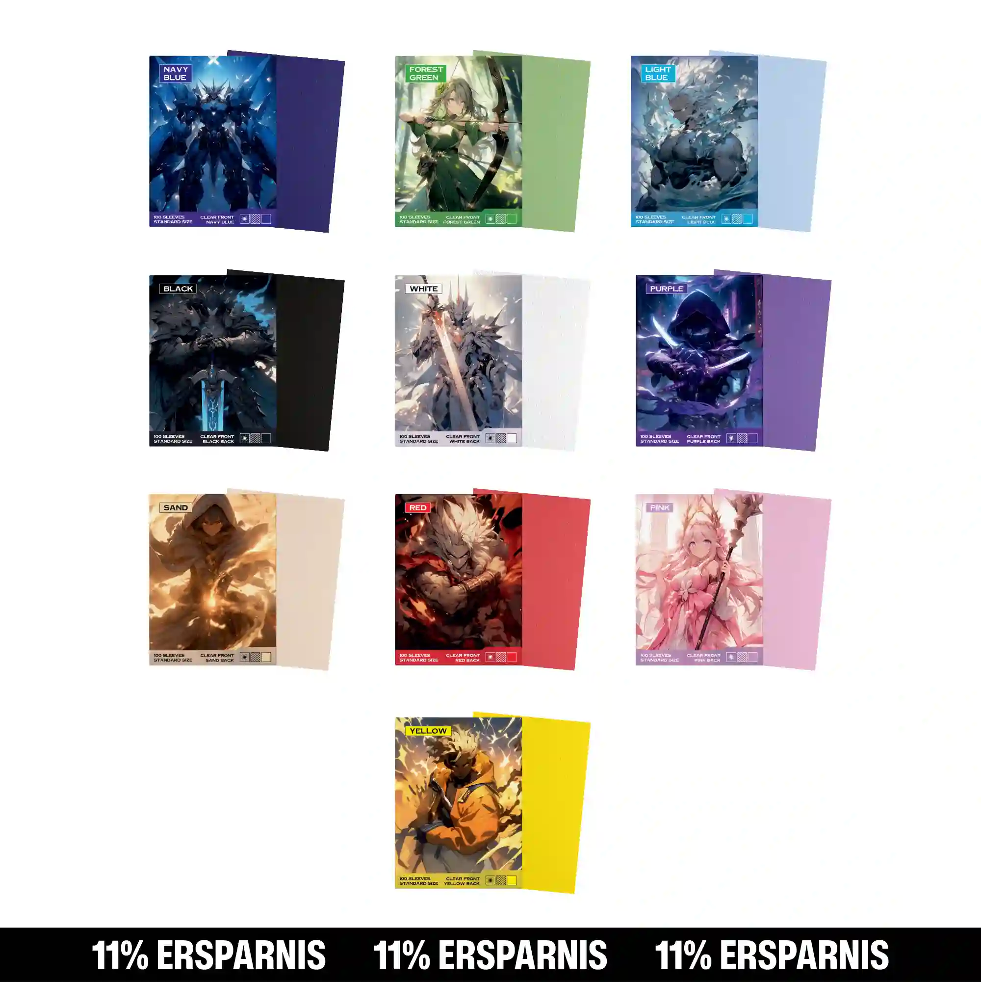 TCG Kartenhüllen Testpaket Standard Size – 10 Farben Sleeves Bundle für Pokémon, Magic: The Gathering und One Piece mit 11 % Ersparnis