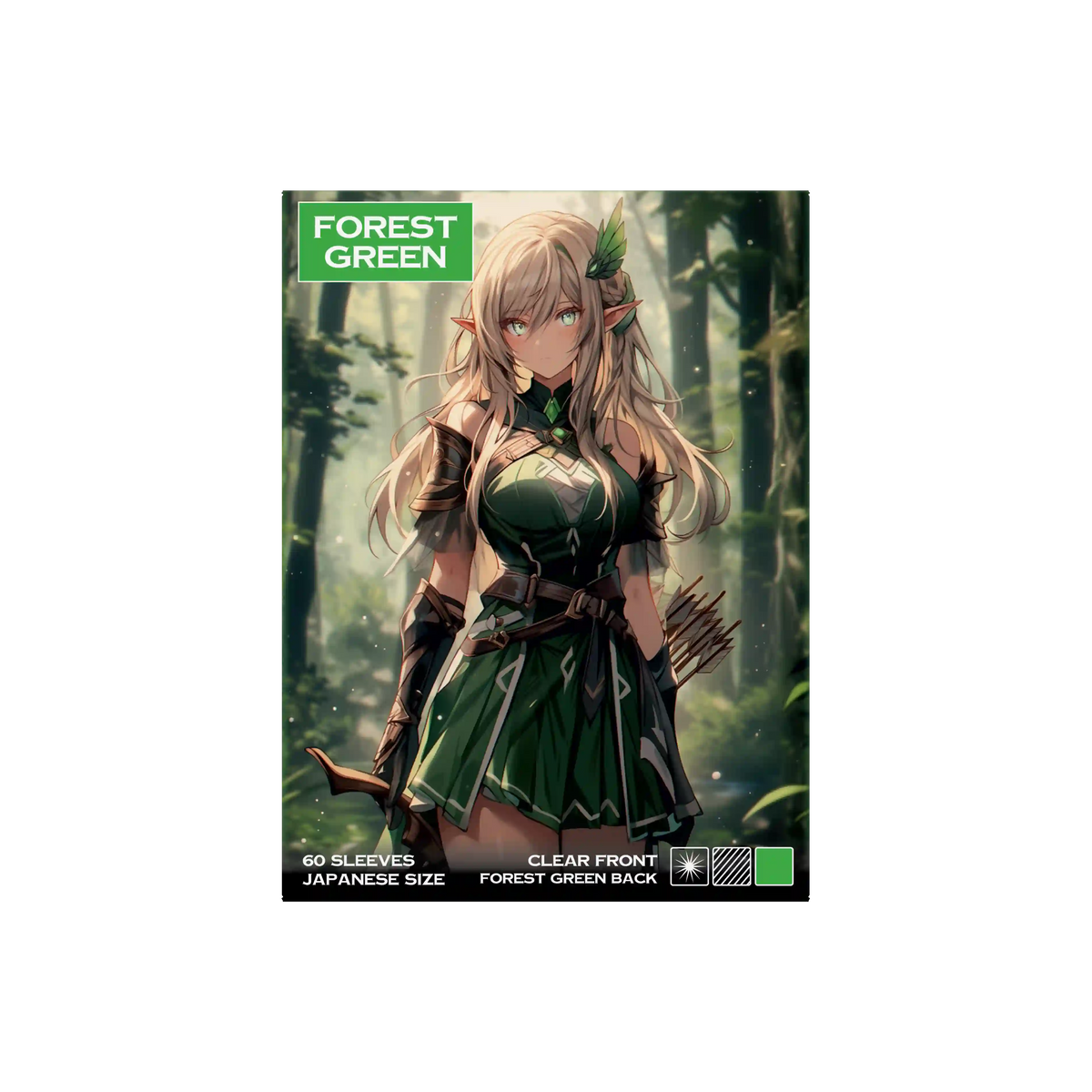 Verpackung Frontansicht grüne Yu-Gi-Oh Kartenhüllen Japanese Size 60 Stück