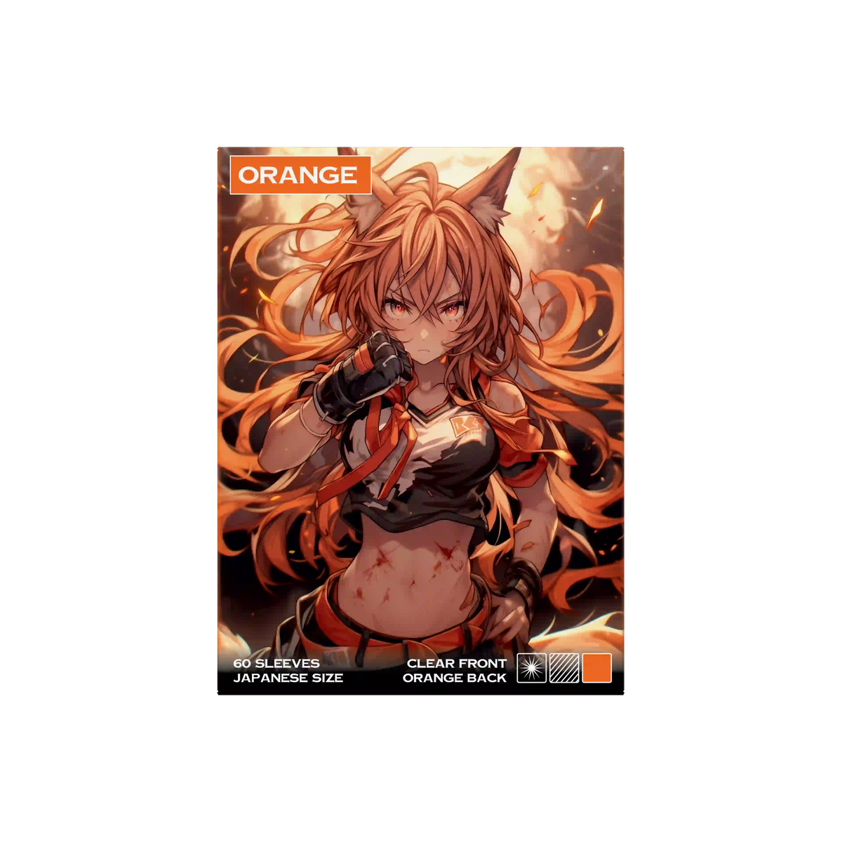 Verpackung Frontansicht orange  Yu-Gi-Oh Kartenhüllen Japanese Size 60 Stück