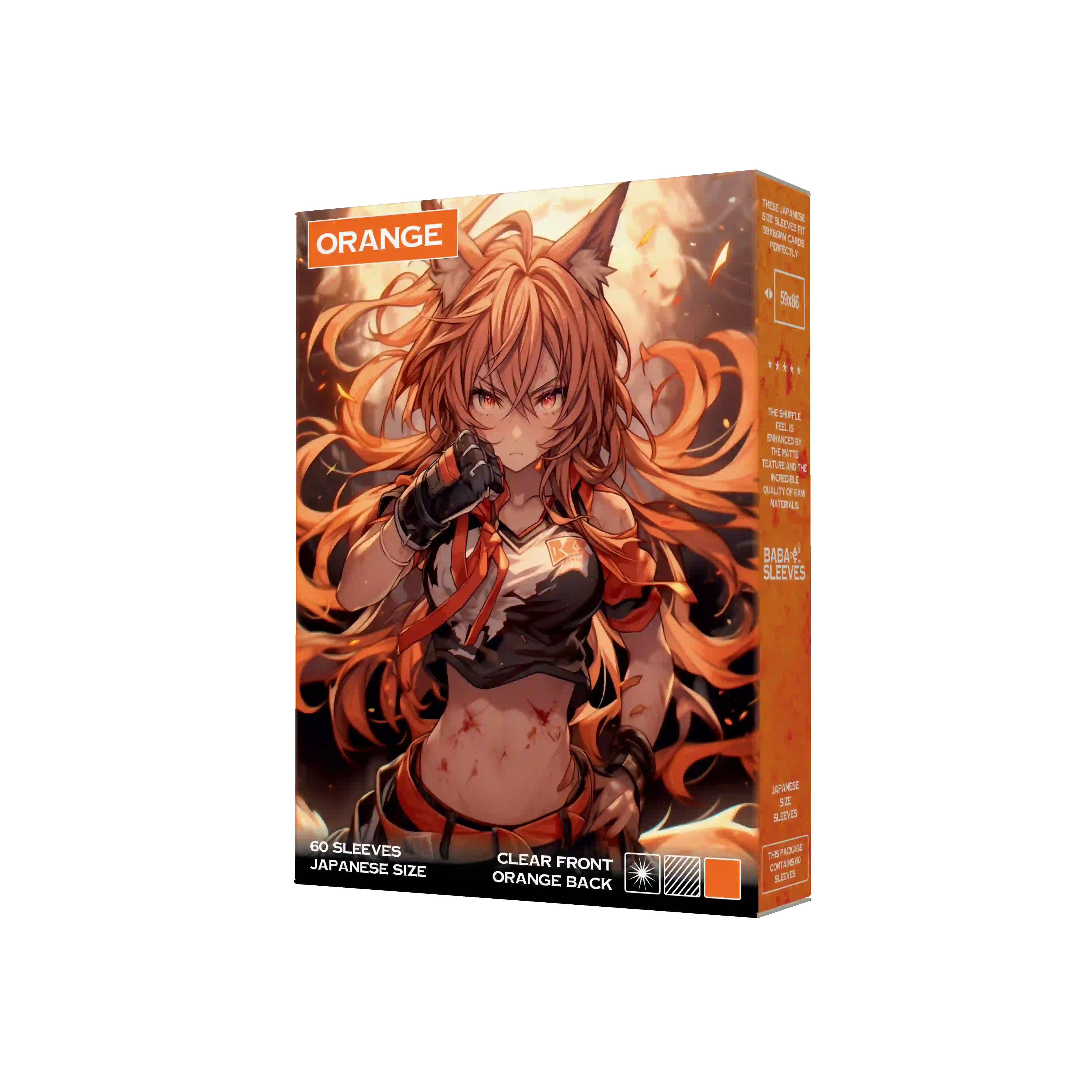 Verpackung Orange Yu-Gi-Oh Kartenhüllen Japanese Size 60 Stück seitliche Frontansicht