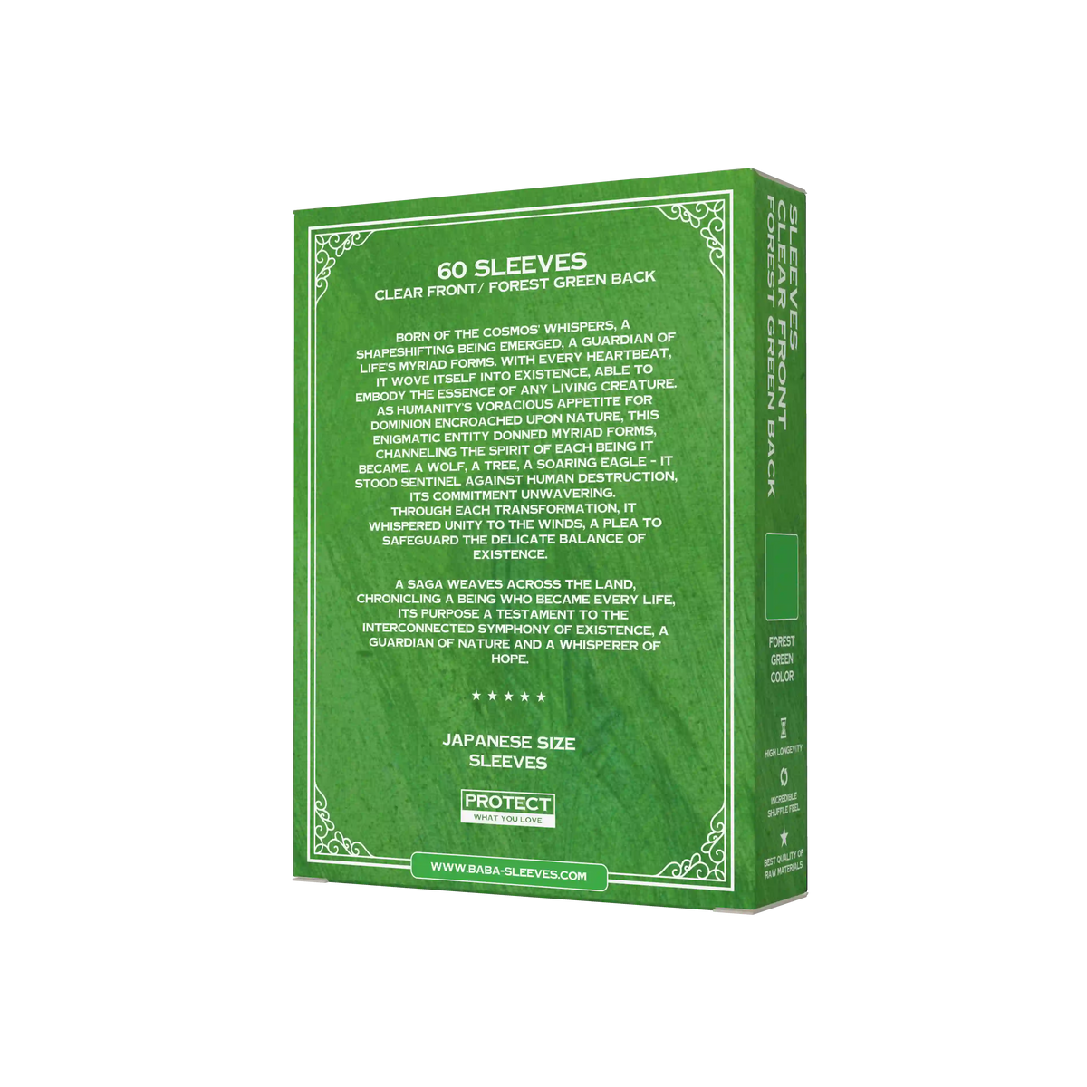Verpackung Rückseite grün forest green Yu-Gi-Oh Sleeves Japanese Size 60 Stück mit Produktdetails