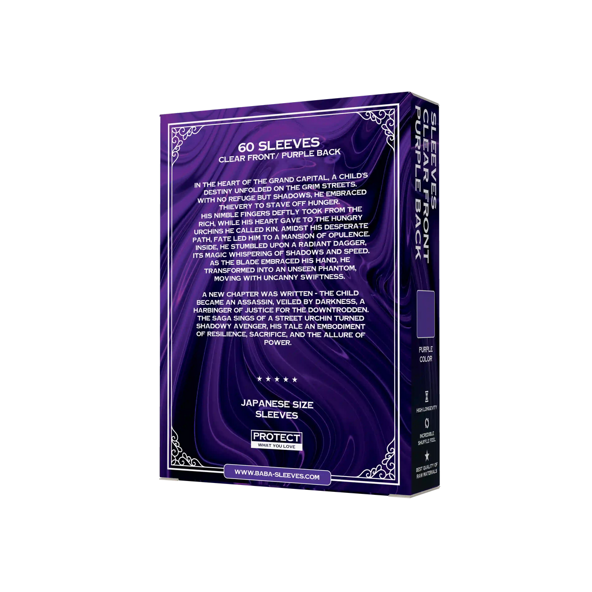 Verpackung Rückseite lilane purple Yu-Gi-Oh Sleeves Japanese Size 60 Stück mit Produktdetails