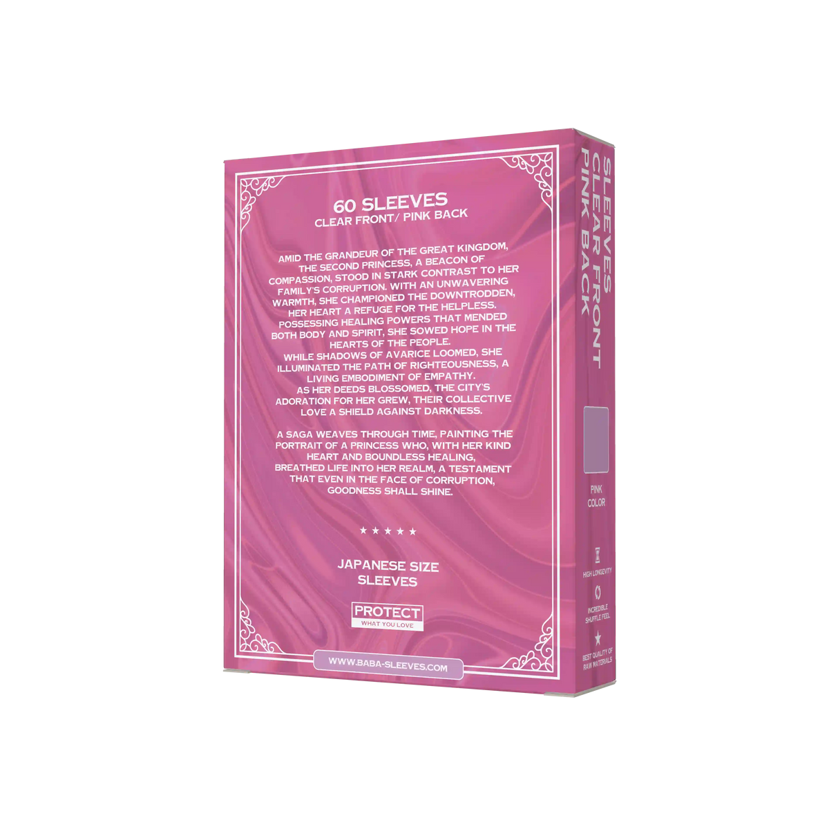 Verpackung Rückseite pinke Yu-Gi-Oh Sleeves Japanese Size 60 Stück mit Produktdetails