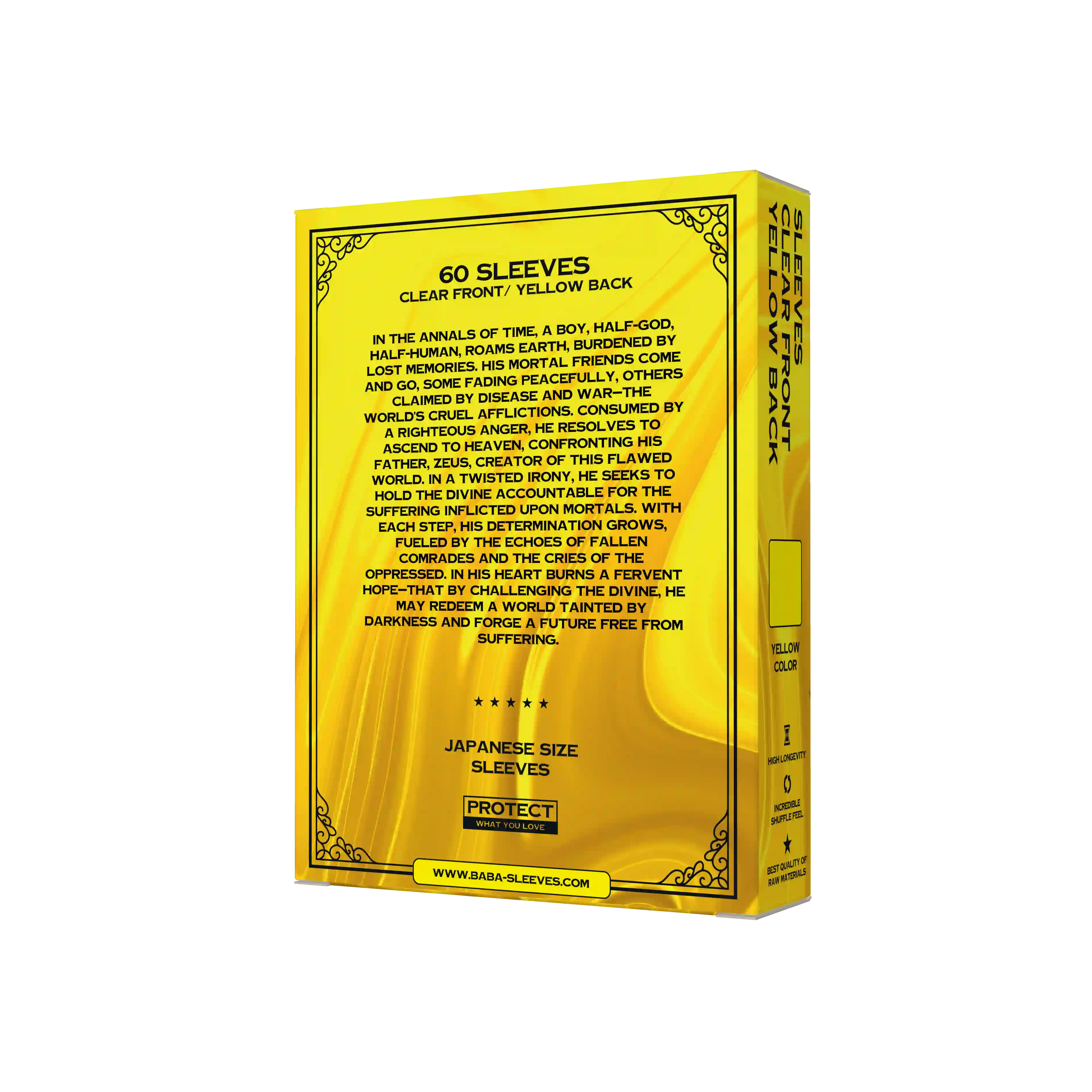 Verpackung Rückseite seitlich gelbe yellow Kartenhüllen Japanese Size sleeves für Yu-Gi-Oh! Karten