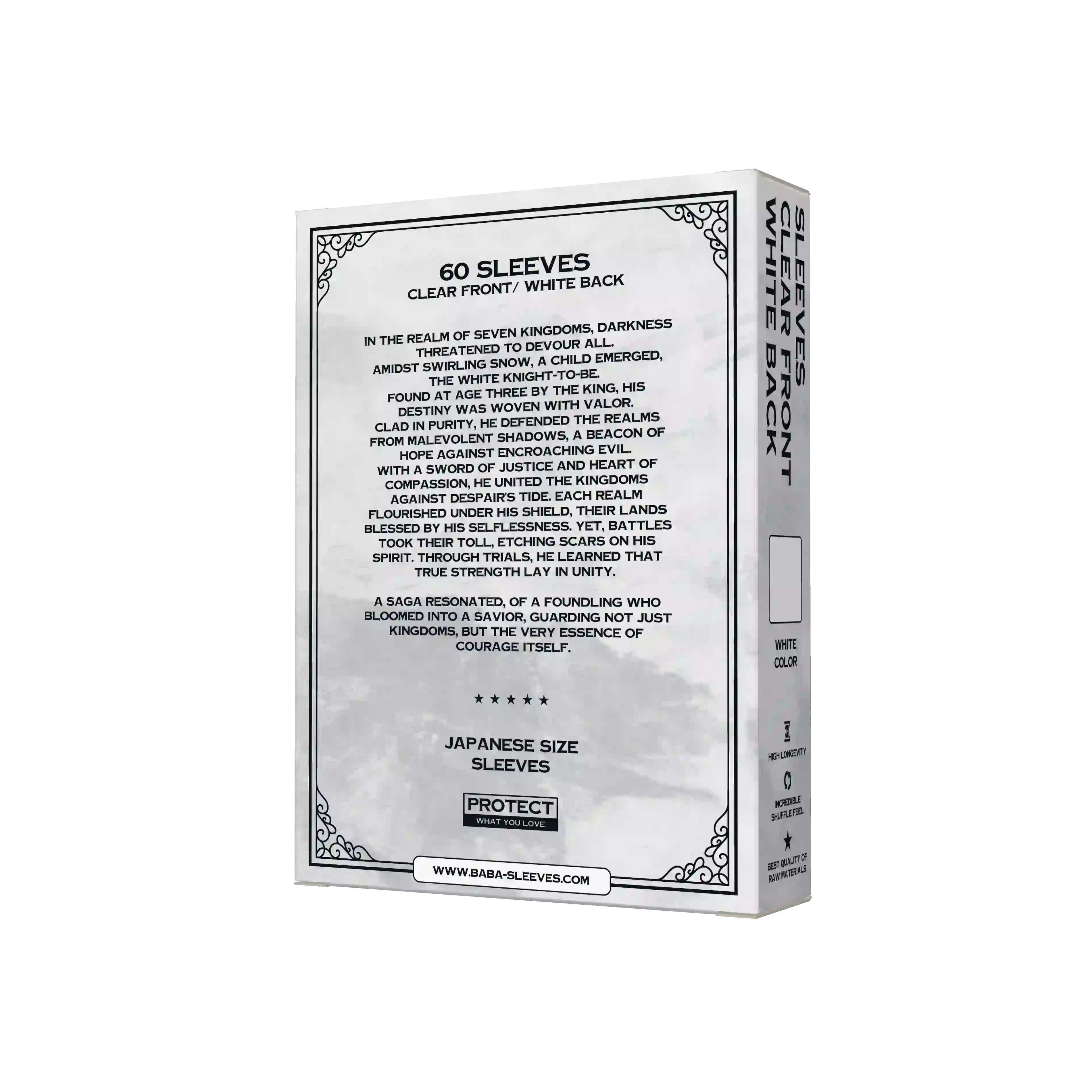 Verpackung Rückseite seitlich weiße Kartenhüllen Japanese Size für Yu-Gi-Oh Karten