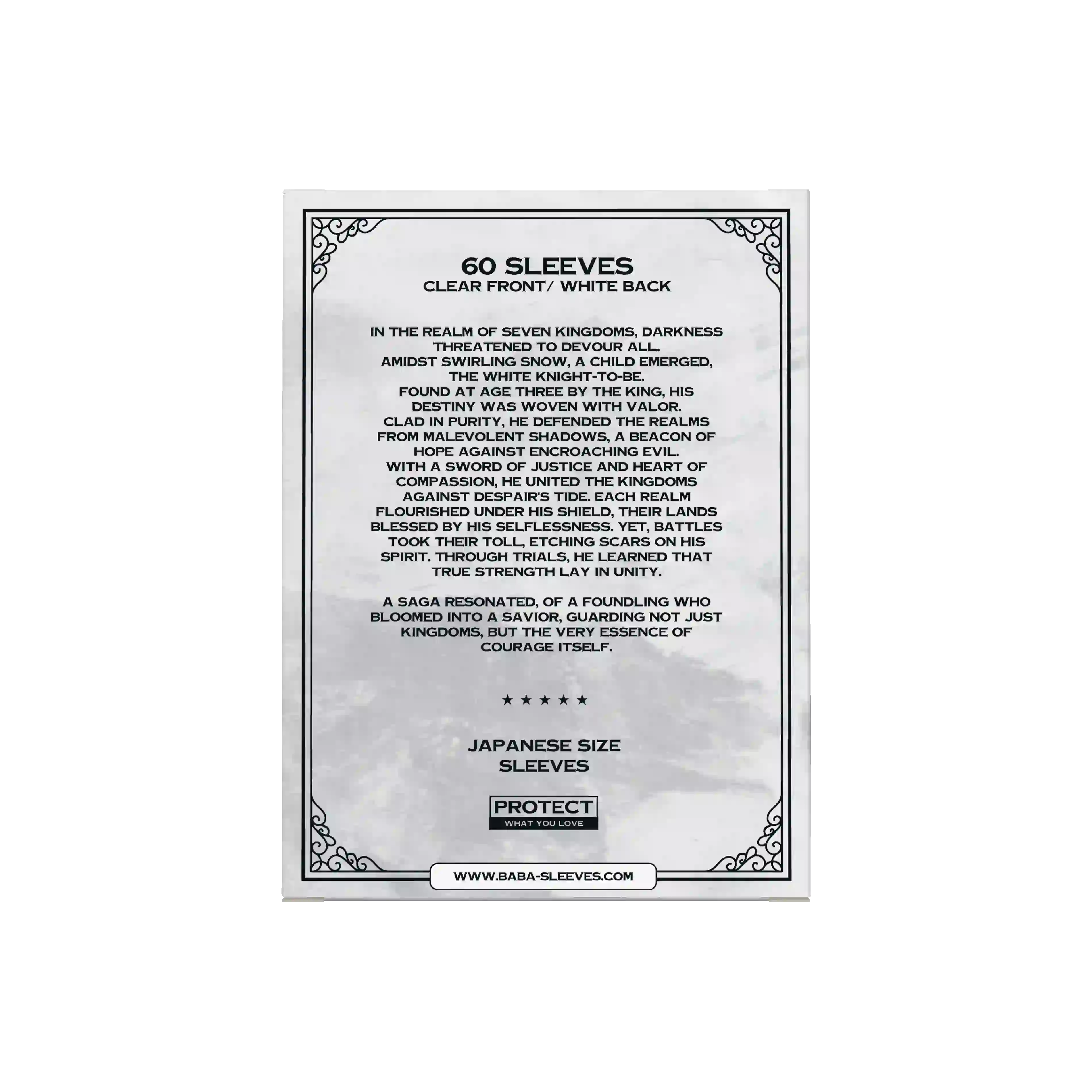 Verpackung Rückseite weiße Yu-Gi-Oh Sleeves Japanese Size 60 Stück mit Produktdetails