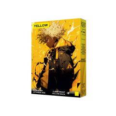 Verpackung gelbe yellow Yu-Gi-Oh Kartenhüllen Japanese Size sleeves 60 Stück seitliche Frontansicht