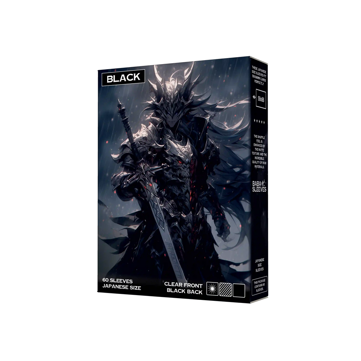 Verpackung schwarze black Yu-Gi-Oh !Kartenhüllen Japanese Size 60 Stück seitliche Frontansicht