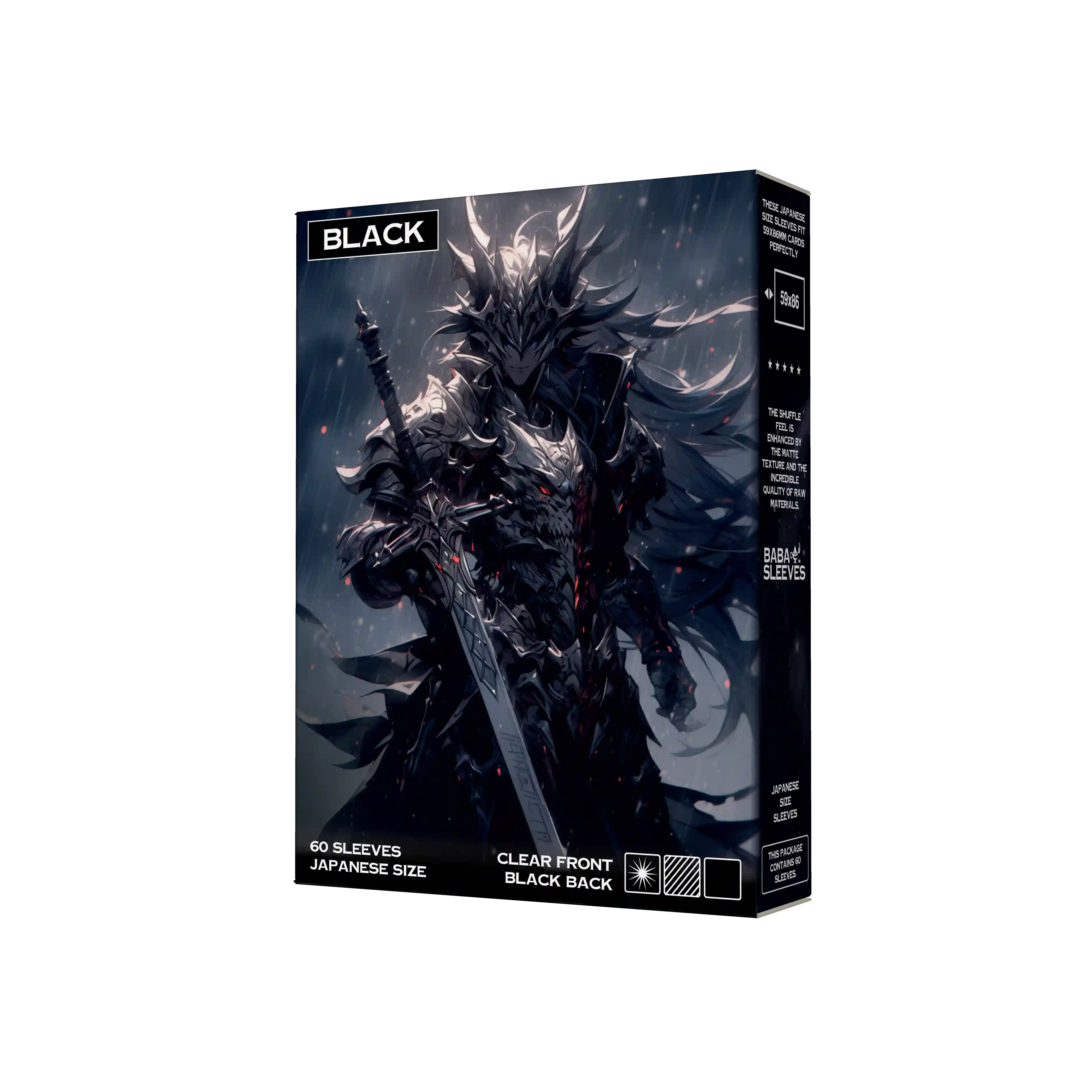 Verpackung schwarze black Yu-Gi-Oh !Kartenhüllen Japanese Size 60 Stück seitliche Frontansicht