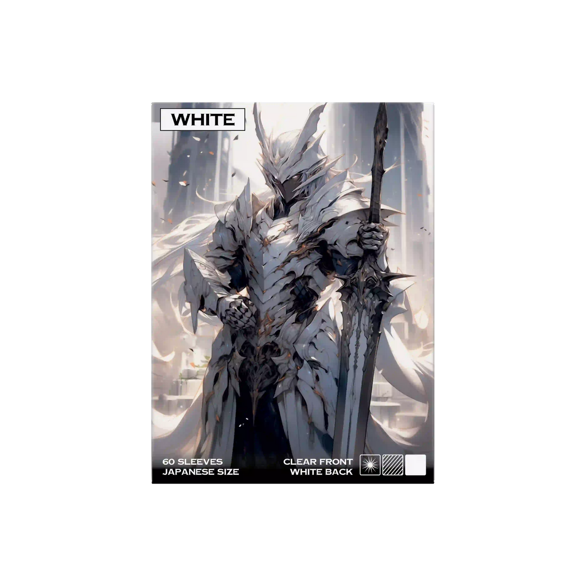 Geöffnete Packung 60 Stück weiße Yu-Gi-Oh Kartenhüllen Japanese Size bereit zum Einhüllen