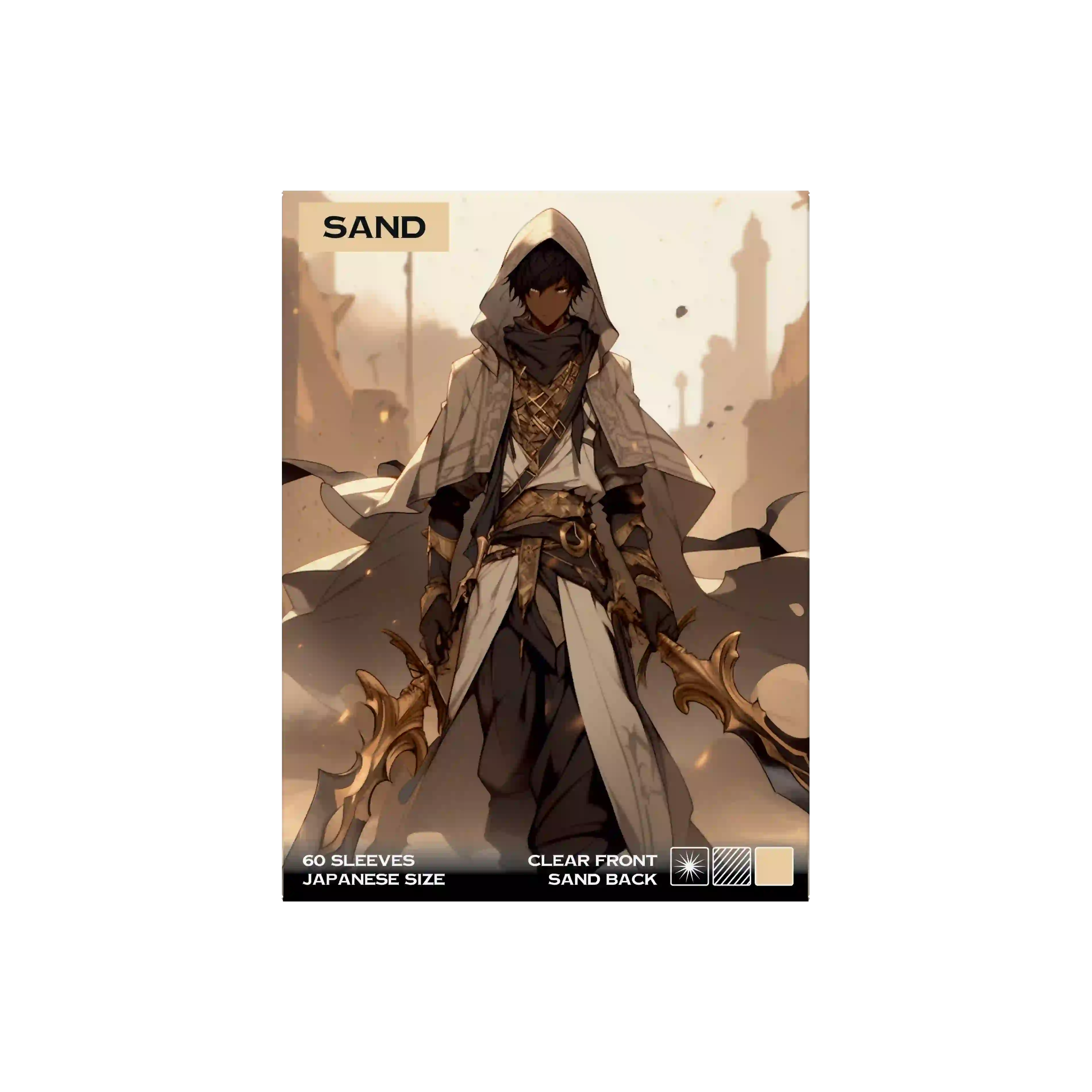 Yu-Gi-Oh Karte geschützt in sandfarbener Hülle Japanese Size Sand Beige Vorderansicht