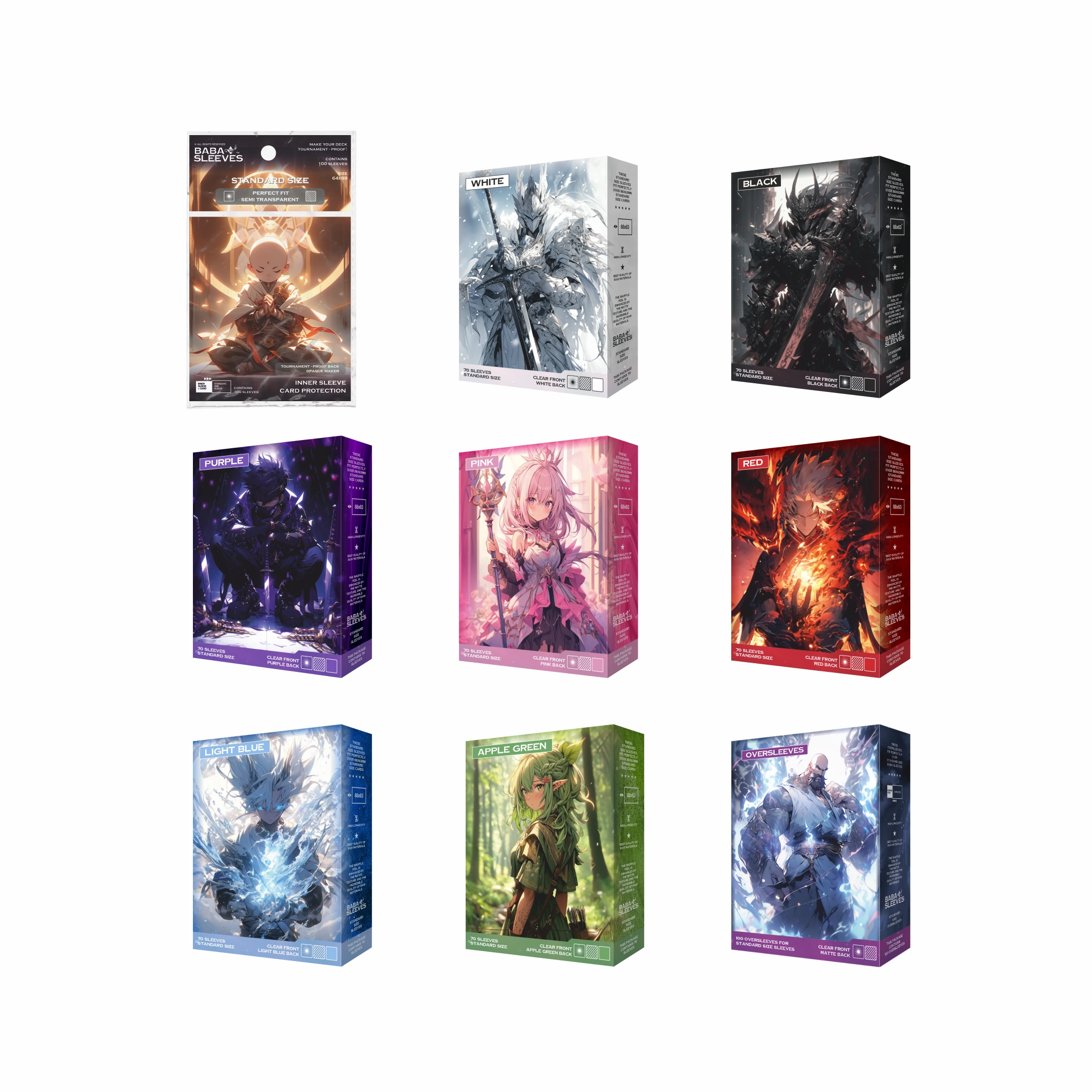 Standard Size Vorteilspaket - 1x Packung von jeder Farbe - 1x Oversleeves 1x - Perfect Fit Smoke