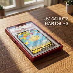 Graded Card Slab Bumper für PSA & CGC – Aluminium Metall Hartglas UV‑Schutz Hülle Rot | Yu-Gi-Oh!, Pokémon, One Piece, Magic the Gathering