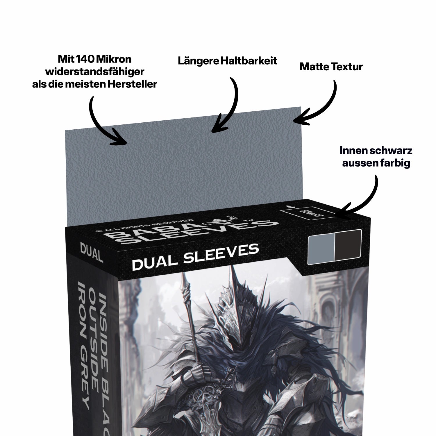 Graue Dual Sleeves für Sammelkarten – matte, 100% blickdichte TCG Kartenhüllen turnierlegal für Pokémon TCG, MTG und One Piece