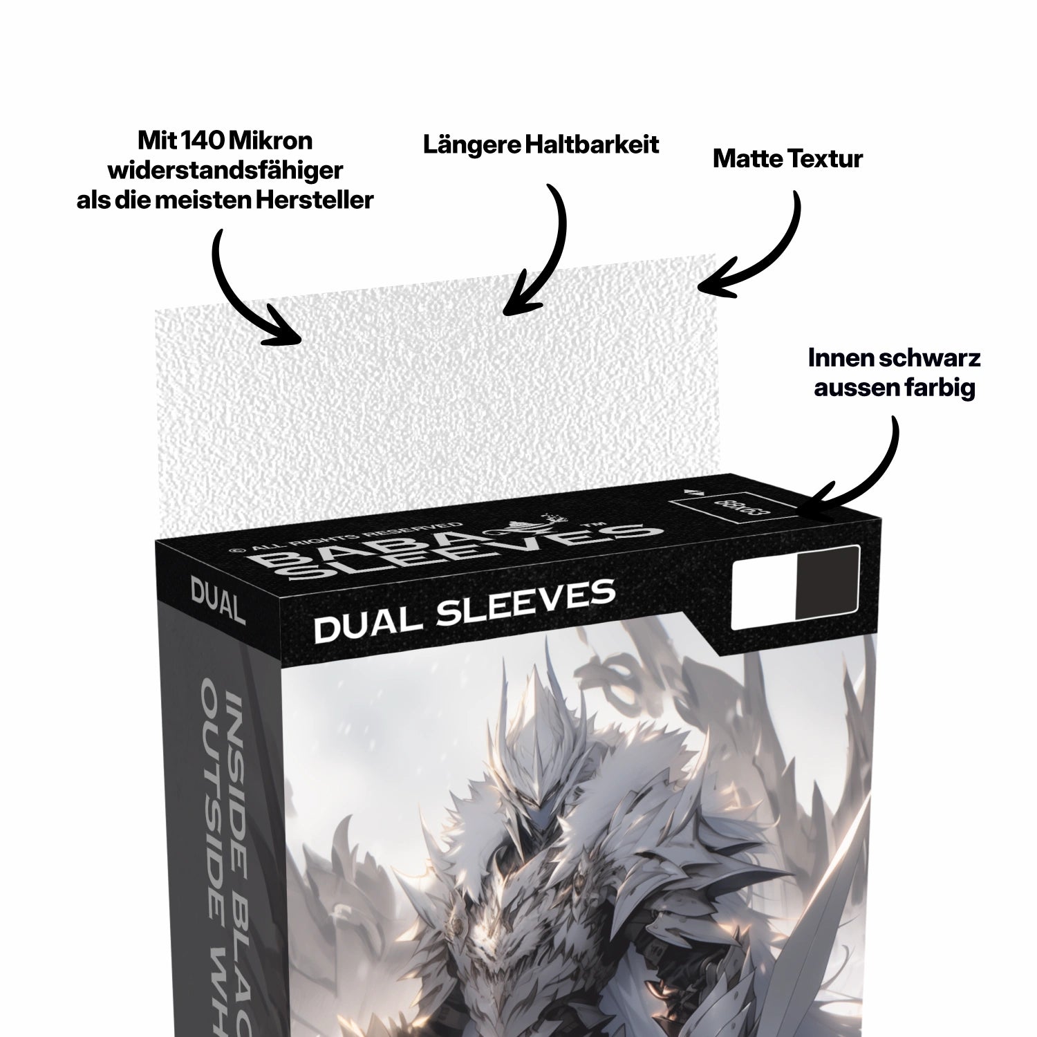 Weiße Dual Sleeves für Sammelkarten – matte, 100% blickdichte TCG Kartenhüllen turnierlegal für Pokémon TCG, MTG und One Piece
