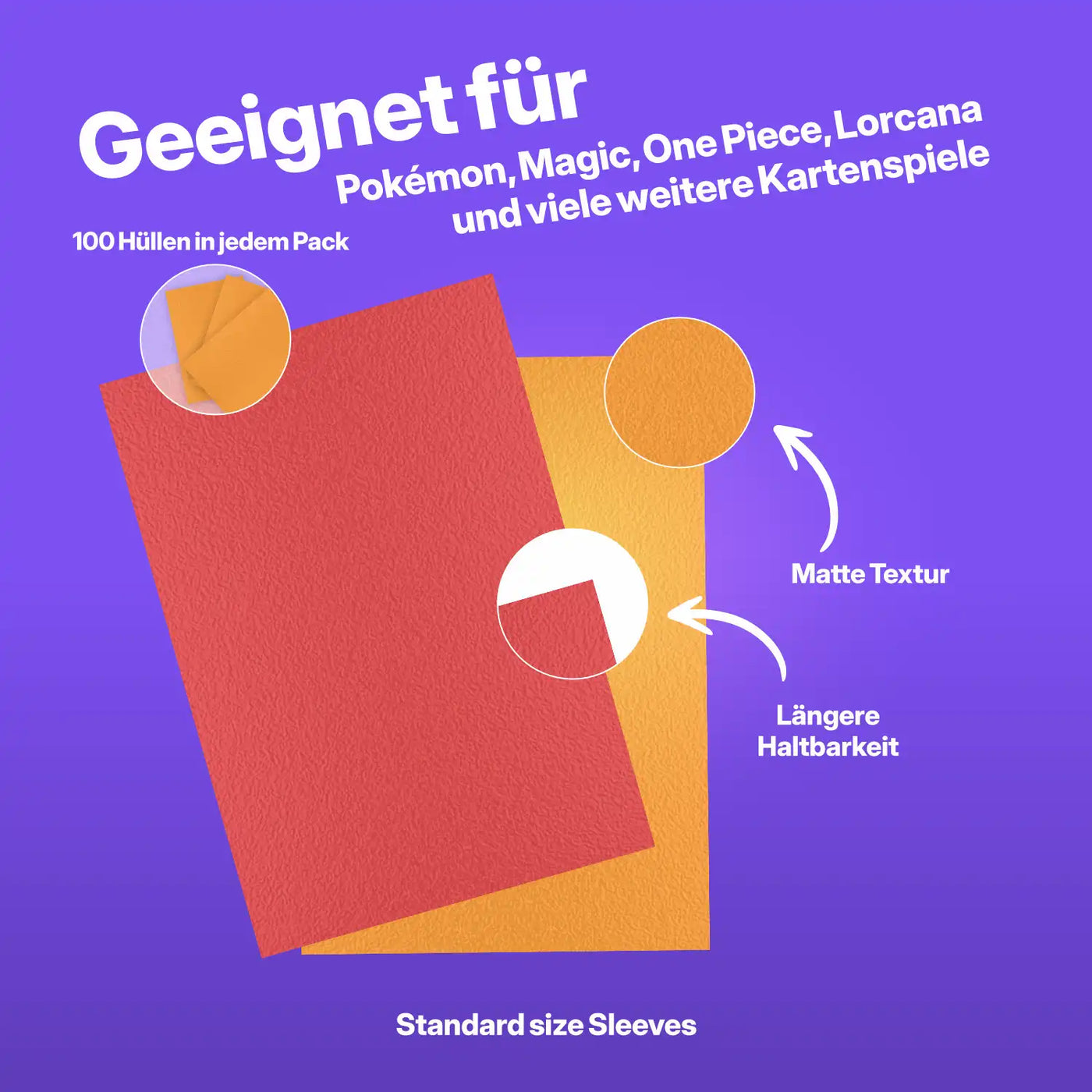 sammelkarten hüllen sleeves für pokemon, magic, one piece, lorcana, mehr schutz für deine sammelkarten, für mehr langlebigkeit und spielspaß