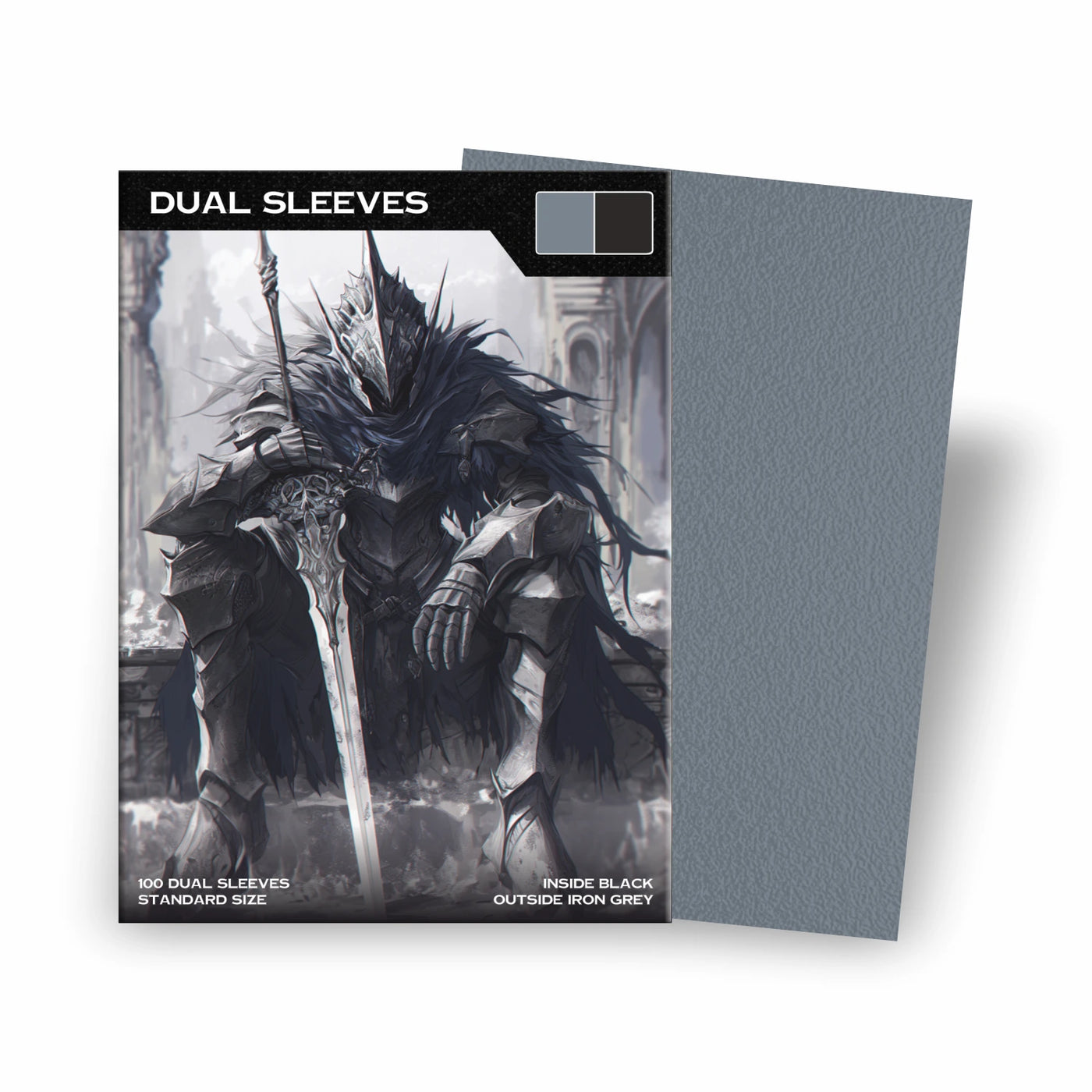 Premium Dual Sleeves grau matt Standard Size – blickdichte Kartenhüllen mit schwarzer Innenseite für Pokémon, Magic, One Piece, Lorcana & Dragonball