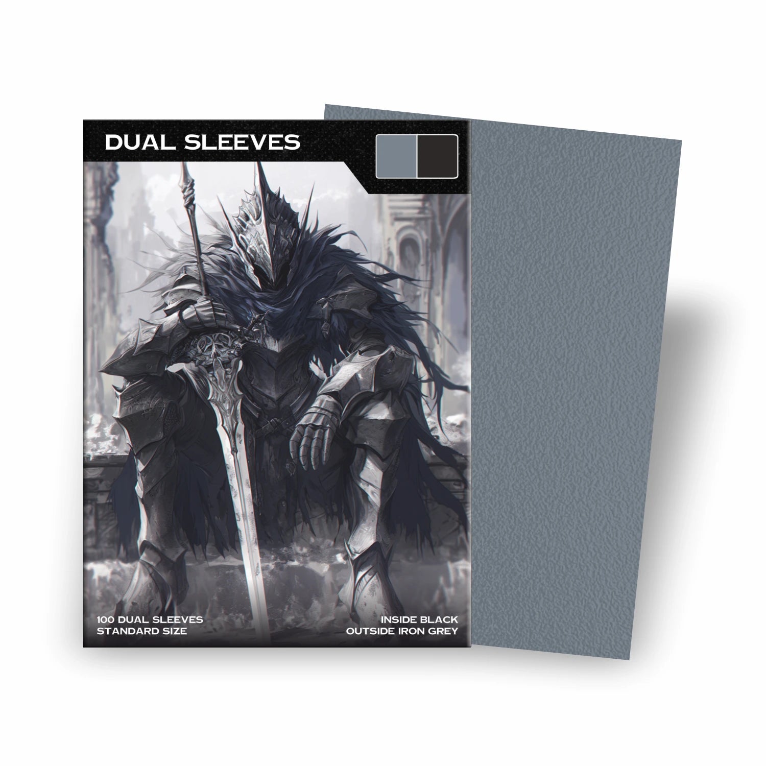 Premium Dual Sleeves grau matt Standard Size – blickdichte Kartenhüllen mit schwarzer Innenseite für Pokémon, Magic, One Piece, Lorcana & Dragonball