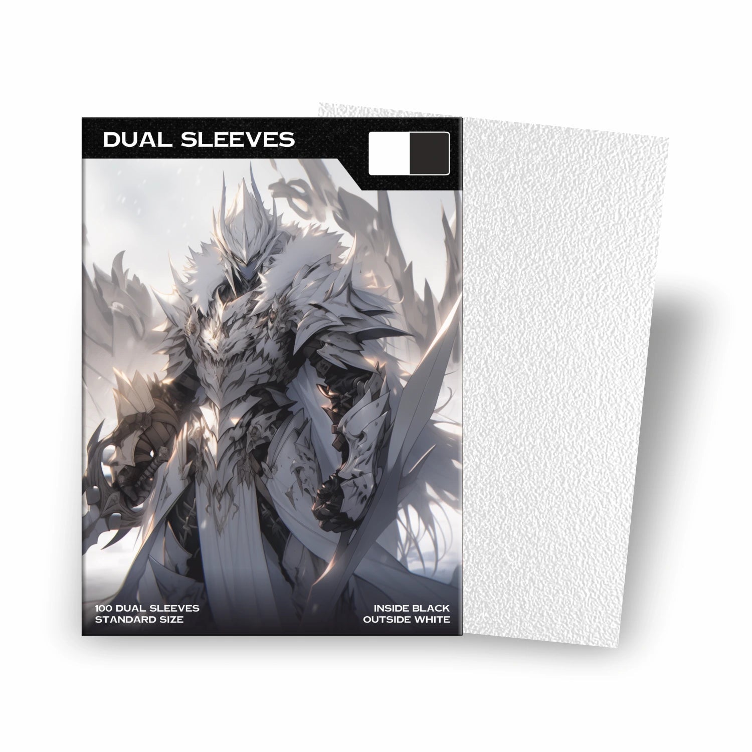 Premium Dual Sleeves weiß matt Standard Size – blickdichte Kartenhüllen mit schwarzer Innenseite für Pokémon, Magic, One Piece, Lorcana & Dragonball