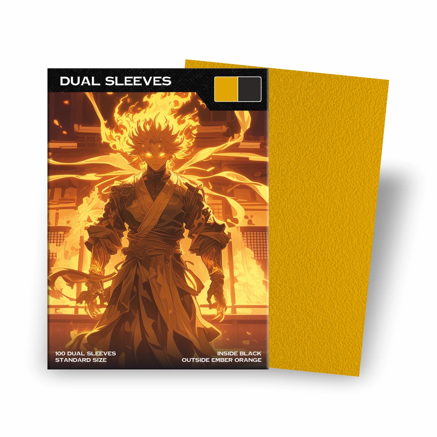 Premium Dual Sleeves Orange matt Standard Size – blickdichte Kartenhüllen mit schwarzer Innenseite für Pokémon, Magic, One Piece, Lorcana & Dragonball