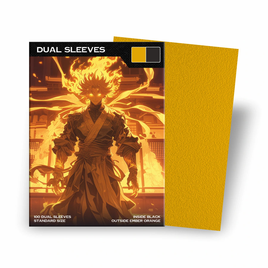 Premium Dual Sleeves Orange matt Standard Size – blickdichte Kartenhüllen mit schwarzer Innenseite für Pokémon, Magic, One Piece, Lorcana & Dragonball