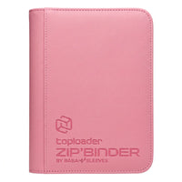 Toploader Binder Klein Pink für 112 Karten – 4-Pocket Sammelmappe in Rosa für Pokémon, Yu-Gi-Oh! & Magic | PU-Leder mit Reißverschluss