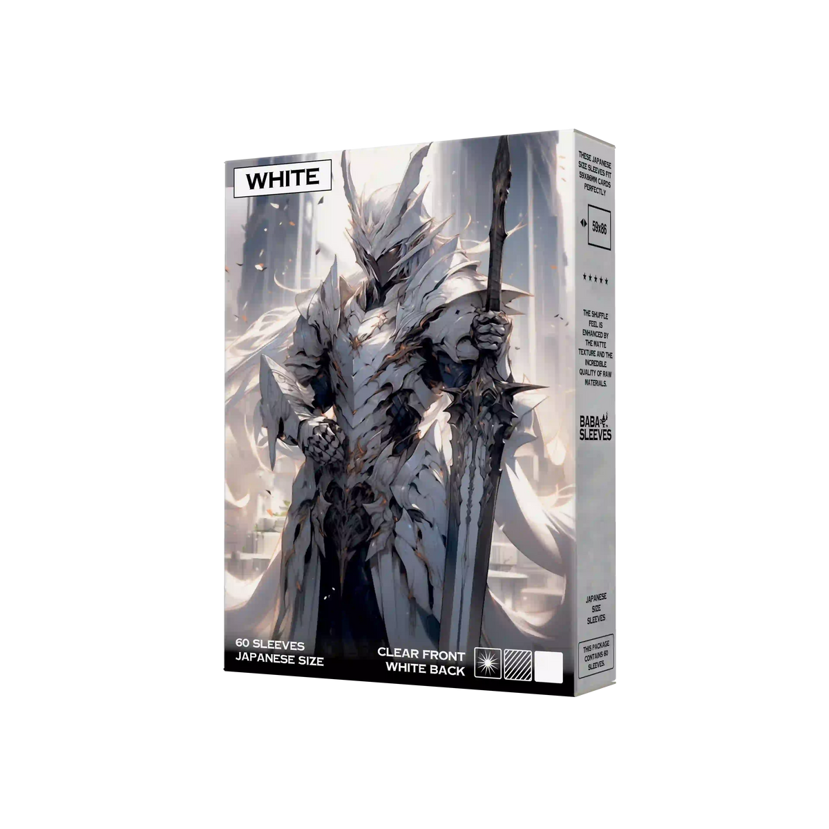 verpackung weiße Yu-Gi-Oh Kartenhüllen Japanese Size 60 Stück seitliche Frontansicht