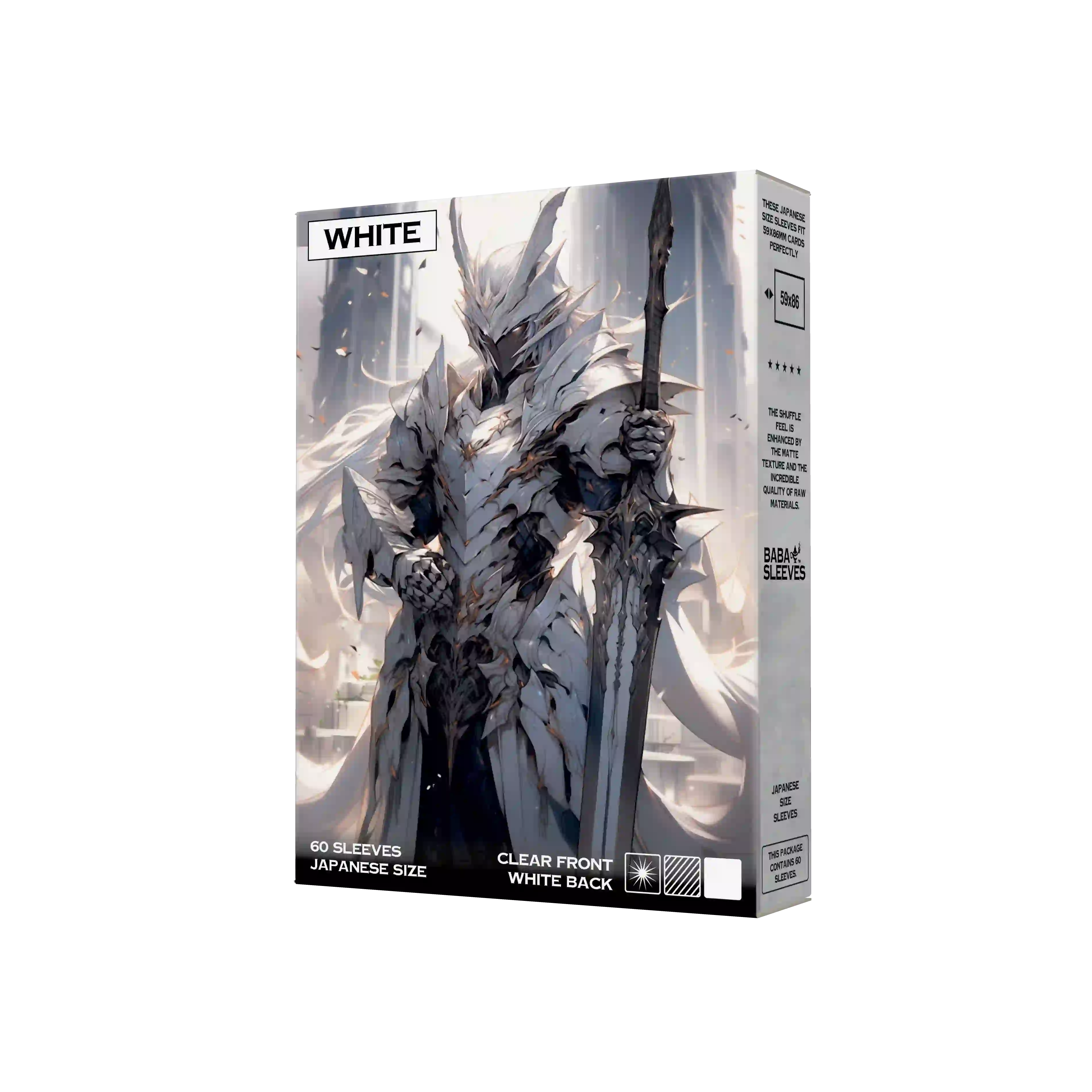 verpackung weiße Yu-Gi-Oh Kartenhüllen Japanese Size 60 Stück seitliche Frontansicht