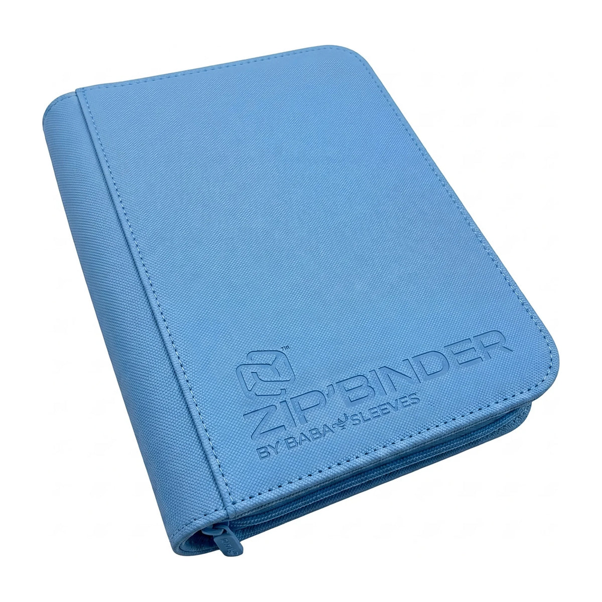 hellblauer kompakter TCG Binder aus PU-Leder liegend
